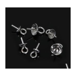 Ketten 50 stücke Edelstahl Schraube Eye Pin Bail Top Gebohrte Perlen Endkappe Für DIY Charm Anhänger Haken Kappen Anschlüsse schmuck Machen Dhcze