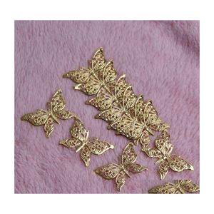 Łańcuchy motylki Filigree Złote sierskie metalowe złącza rzemiosła 39x25 mm do biżuterii Making DIY Akcesoria Urok Pendant DHH7G