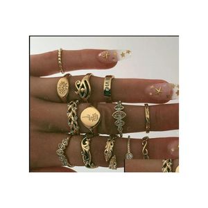 Band Rings Fashion Jewelry Knuckle Ring Set Vintage Geometric Leave Midi Set 13st/Set Drop Delivery DHB9W