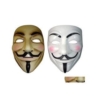 Party Masks Vendetta Mask Anonym av Guy Fawkes Halloween Fancy Dress Costume White Yellow 2 Colors XB1 Drop Delivery Home Garden DH53G