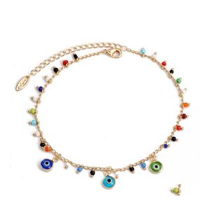 Charm Bracelets Fashion Jewelry Evil Eye Bracelet Colorf Beaded Blue Drop Delivery Dh5Kw