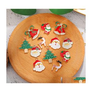 Charm Emaille Weihnachtsbaum Santa Claus für DIY -Herstellung Anhänger Halsketten Ohrringe Armbänder handgefertigter Schmuck Finden Sie Drop Lieferung Dhhao