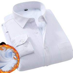 Camisas casuais masculinas camisa de cashmere de inverno masculino espessado de veloz de veludo formal white work work work office slim vestido de camisa
