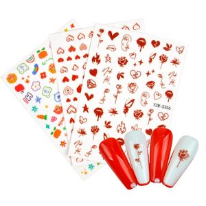 Nail Stickers & Decals 3D Heart Love Flame Self-Adhesive Slider Letters Art Decorations Stars Manicure AccessorieStickers