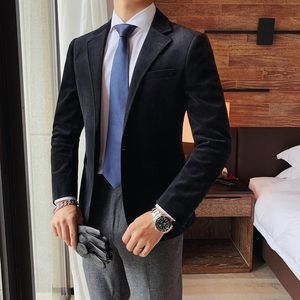 Men's Suits & Blazers Plus Size 5XL-M Autumn Winter Solid Twill Corduroy Blazer Jacket Men Clothing 2023 Simple Slim Fit Long Sleeve Suit Co