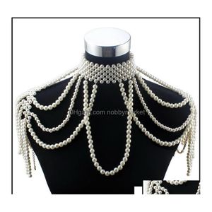 Pendant Necklaces Pendants Jewelry Florosy Long Bead Chain Chunky Simated Pearl Necklace Body For Women Costume Choker Statement 210 Dhvs8