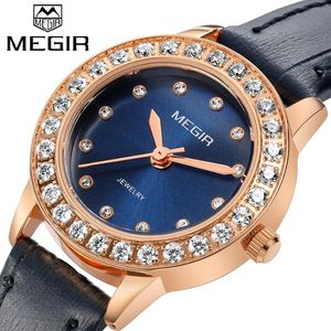 Armbanduhren MEGIR Marke Original Frauen Uhr Bling Kleine Band Weibliche Armbanduhren Rose Gold Voller Diamant Kristall Elegante Uhr