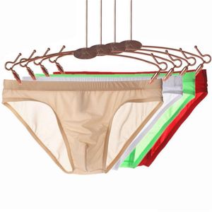 Underpants Big Sexy Men Ice Silk Underwear Gay Semi-transparent Briefs Erotic Penis Pouch Panties Hombre