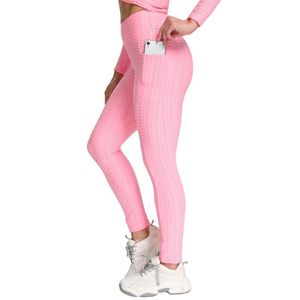 Frauen -Leggings Yogahosen Fitness Sport Slim atmable untere Tasche Jacquard Blase bequem wild 2023 weibliche Modelle Wn