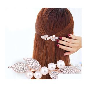 H￥rkl￤mmor Barrettes Stora Pearl Rhinestone Spring Clip Color Flower Alloy Hairgrips Boutique Fashion Wild Accessories for Women 9 Otpig
