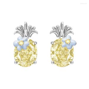 Stud Earrings Foydjew Cute Creative Pineapple Luxury Yellow High Carbon Diamond Earring Female Design Fashion Ear AccessoriesStud Odet22