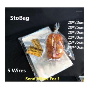 Gift Wrap Stobag 100st Clear Flat Open Top Opp Plastic Påsar Transparent brödkakorböna godis tvålförpackning cupcake diy bag1 dro dhmtz