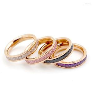 Jóias de figurino de anéis de casamento para casais presentes de círculo completo branco/preto/rosa/púrpura Mulheres/homens masculino Kenn22