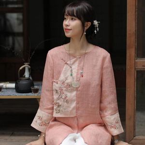 Ethnic Clothing Women Vintage Chinese Hanfu Tops Tang Costume Style Traditional Qipao Blouse Flower Embroidery Cheongsam BlouseEthnic