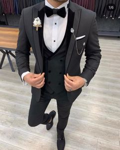 Mäns kostymer Blazers Senaste designbröllop 3 PCS Män 2023 Kostym Homme Mariage Groom Prom Blazer Masculino Terno Tuxedo Jacket Pant Vest