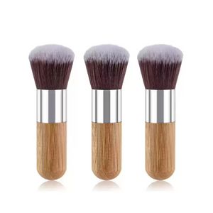 Wood home Handle Makeup Foundation Brush Bamboo Round Top Brushes Multifunction Powder Blusher CosmeticTools tt0123