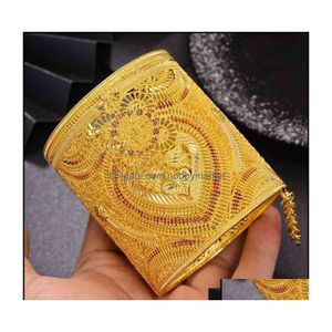Bangle Armband smycken Luxurio Bride Bangles 24k Gold Color Dubai For Women African Etiopian Wedding Party Gifts 210408 Drop Deliv Dhdce