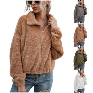 Giacche da donna Giacca da donna in pile a doppia faccia Harajuku Peluche Cappotto invernale caldo Studenti coreani Ragazze Cerniera Casaco FemininoDonna