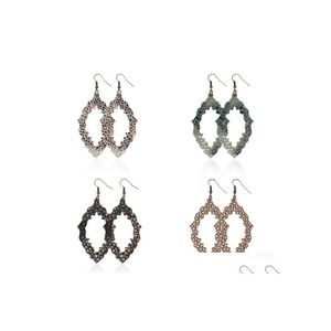 Dangle Chandelier 35 5Cm Snakeskin Print Leather Earrings For Women Fashion Irregar Leaf Personality Hollow Out Party Jewelry Drop Dh5Fi