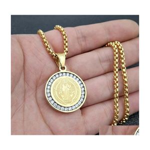 Colliers pendants classiques catholique plaqué Saint-Père Collier médaille religieuse de haute qualité de la prière en métal de haute qualité dhvxv