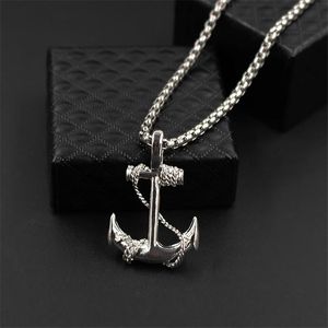 Pendant Necklaces Vintage Caribbean Pirate Anchor Men's Necklace Personalized Gold Silver Black Hook Jewelry Gift