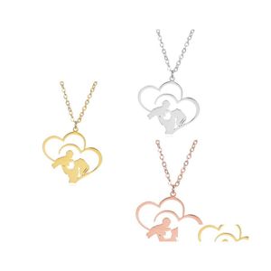 Pendant Necklaces Creative Mom Baby Stainless Steel Chain Necklace Gold Sier Color Pendants Jewelry Mothers Day Christmas Gift Drop D Otyln