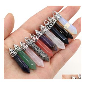 Arts And Crafts Tigers Eye Rose Quartz Opal Natural Stone Pendum Hexagonal Charms Pendants For Earrings Necklace Jewelry Making Drop Dhysc