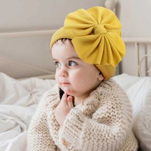 Caps & Hats Oversized Large Bow Bonnet for Baby Headwear Newborn Bowknot Turban Hat Cute Cotton Solid Hairbow Beanie Bunny Hat Infant Hats