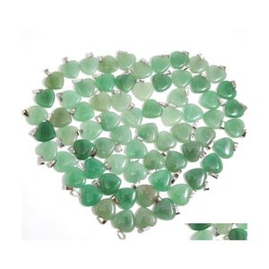 Konst och hantverk Natural Stone Heart Pendants Green Aventurine Charms P￤rlor f￶r smycken Making Earring Gemstone Drop Delivery Home Gar Dhazv