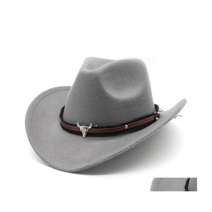 Wide Brim Hats Classic Retro Men Women Wool Western Cowboy Hat Sun Party Travel Outdoor Cap Drop Delivery Fashion Accessories Scarve Otgrg