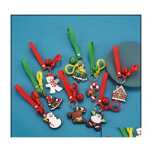 Portachiavi Gioielli 2021 Moda Portachiavi Pvc Gomma morbida Catena Sile Creativo Vecchio pupazzo di neve Alce Bambola Albero di Natale Ciondolo Consegna goccia Dh5Cy