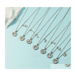 Pendant Necklaces Gold Color Alphabet Necklace For Women Girls Crystal 26 Small Letters Collar Jewelry Accessories Dhs Drop Delivery Dh4Ou