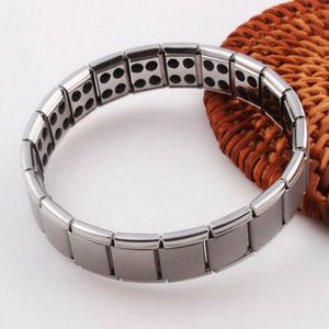 Link Bracelets Chain Fashion Silver Color Stainless Steel Bracelet Men Hand Energy Health Germanium Magnetic For Women JewellyLink