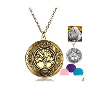 Pendant Necklaces Vintage Opening Aromatherapy Locket Tree Of Life Necklace Essential Oil Diffuser For Women Fashion Jewelry Drop De Otqob