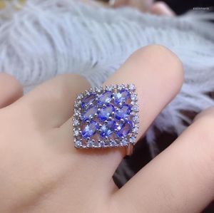 Cluster Rings Design Fan Shape Natural Tanzanite Ring 925 Silver Precious Stones Gem Shop MonopolyCluster Eloi22