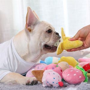 Cat Toys Plush Pet Funny Cartoon Cute Fruit Bite Resistant Squeaky Toy Chew for Cats Interactive Supplies Partner1