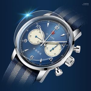 ساعة Wristwatches Color Men 42 38mm Chronograph 1963 Watches Seagull Movement Gooseneck Mechanical Watch Sapphire Hardlex Acrylicwristwatches WR