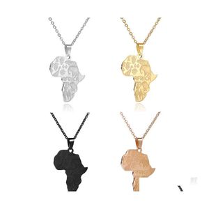 Collares colgantes hip hop ￁frica Mapa de acero inoxidable Elefante Girafa Lion Animal para hombres Mujeres Joyas de moda Drop entrega Pe Ot5yg