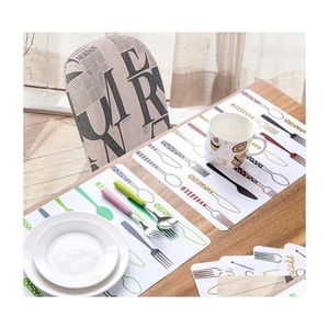 Mats Pads Pvc Table Mat 40X28Cm European Minimalist Cartoon Place Insation Waterproof Antifoing Plate Drop Delivery Home Garden Ki Dhdzq