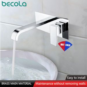 Bathroom Sink Faucets Brass Wall Mounted Basin Faucet Single Handle Mixer Tap & Cold Water Waterfall Matte Black Chrome Fine Casting