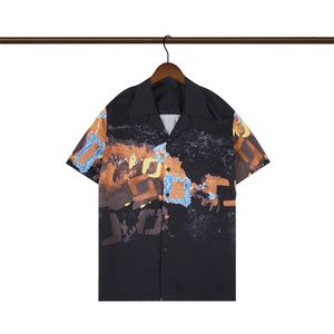 23ss Fashion Hawaii Floral Letter Print Beach Shirts Men's Designer Silk Bowling Shirt Men Summer Short Sleeve Loose Dress Shirt M-3XL