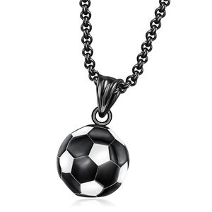 Подвесные ожерелья футбольный мяч Ожерелье Золотое Цвет Я люблю футбольный хип -хоп женщины/мужчины ювелирные изделия из нержавеющей стали мужчины