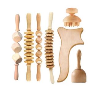 2023 Best Selling Products Wood Therapy Massage Tools Body Guasha Set Handheld Wood Hand Massager