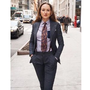 Zweiteilige Hose für Damen, karierter 2-teiliger Anzug, Business-Büro, Arbeitskleidung, formelle Anlässe, Jacke, Blazer