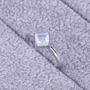 Bröllopsringar Fashion Inlaid Square Princess Moonstone Ring Engagement Edwi22