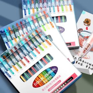 Morandi Gray Penns Kawaii Set 0,5 Multi Color Cute Gel Ink Pen Highlighter Office School Supplies Stationery Byt ut påfyllning DIY