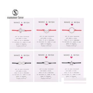 Link Chain Handmade Stainless Steel Bracelet Make A Wish Card Wax Rope Braided Bracelets Bangles With Mtitype Pattern For Women Gir Dhqw9