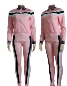 レディーストラックスーツ長袖ジャケットとズボンカジュアルな女性プリント2ピーススーツ衣装スポーツウェアパーカーとパンツの服
