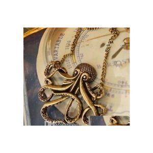 Pendant Necklaces Womens Fashion Jewelry Vintage Copper Octopus Necklace Drop Delivery Pendants Dhcwd