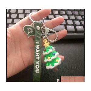 Key Rings smycken Cartoon Christmas Santa Snowman Tree Keychain Holders Ring Bag Hangs Gift Fashion Will and Sandy Drop Delivery 2021 Dhlog